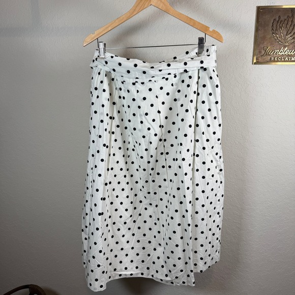Talbots Plus Black Polka Dot White Midi Wrap Skirt Size 20W - Picture 6 of 9